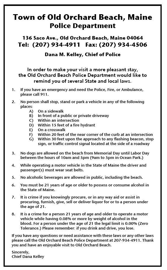 Image: Town of OOB Public Safety Information